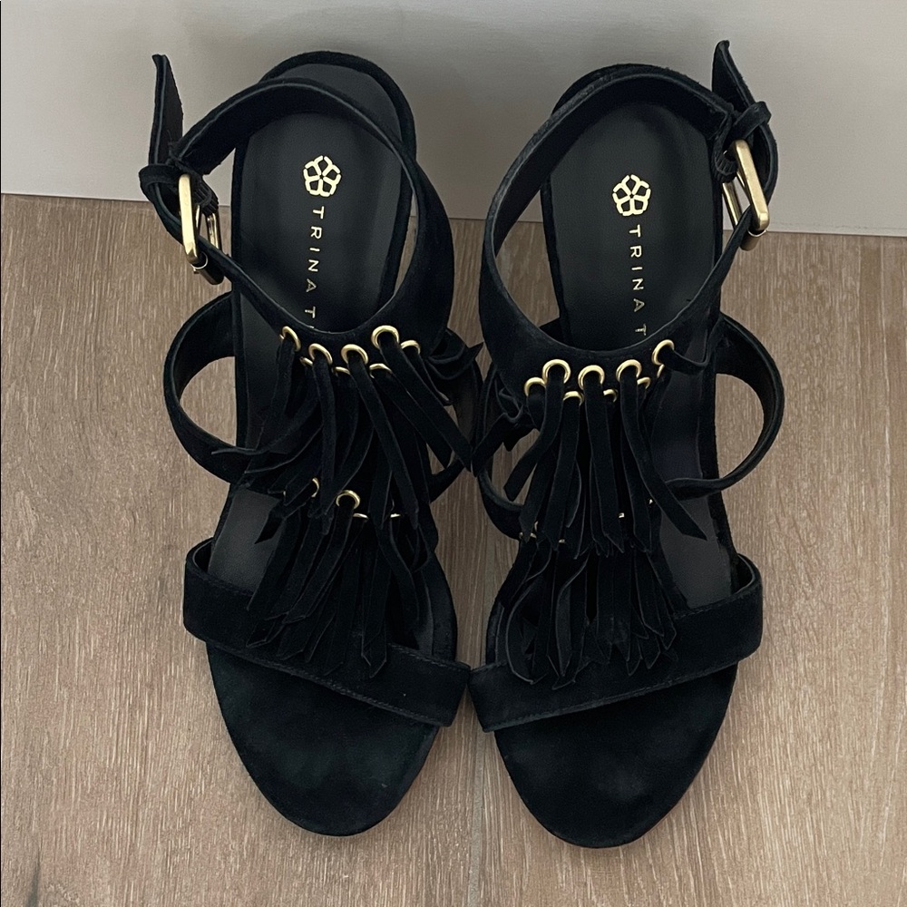 Trina Turk Black and Gold Women's Sandals